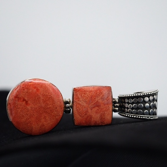 Vintage Sterling Silver Large Coral Pendant BOHEMIAN INSPIRED 🙌🏻✨⏰💭🤝⌛️ - Picture 12 of 16
